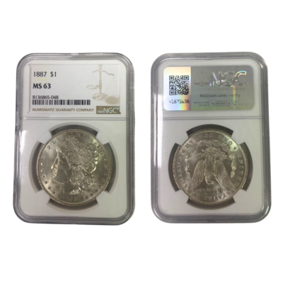 1 Morgan Silver Dollar United States Of America 1887 NGC Certified MS63