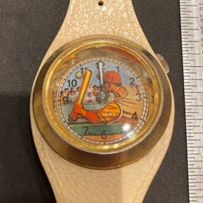 1970s Baseball Themed Mechanical Watch with an Exhibition
