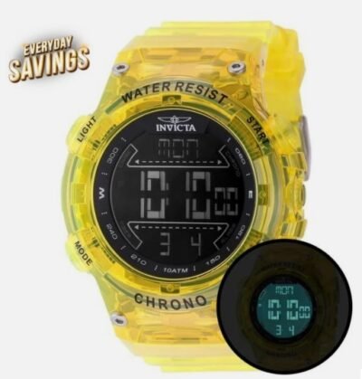 Invicta-Racing-Burnout-Digital-Watch-52mm-Transparent-Yellow-Brand-New