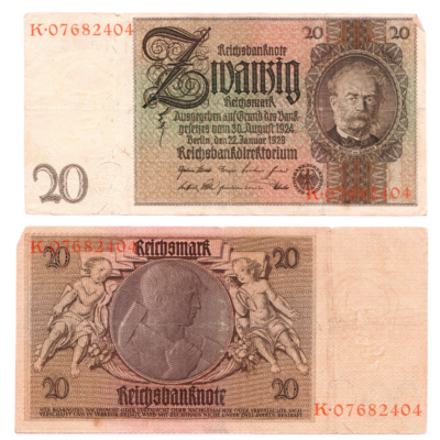 20 Mark Reichsbanknote Germany 1920 Banknote