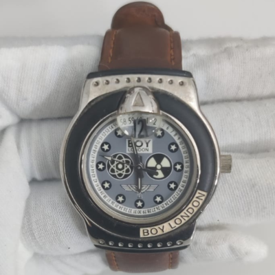 Boy London 40W Stainless Steel Back Leather Stripes Wristwatch