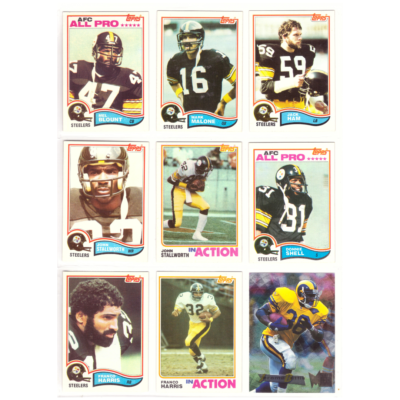 NFL Football Card Collection #40 (9 Cards) Mel Blount, John Stallworth, Franco Harris, Jerome Bettis & Donnie Shell