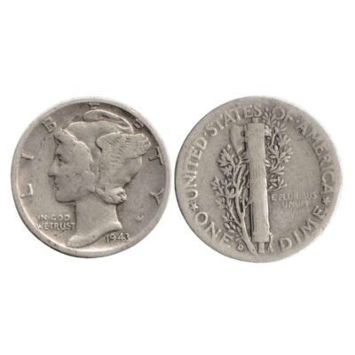 USA One Dime D Circulated 1943 Silver