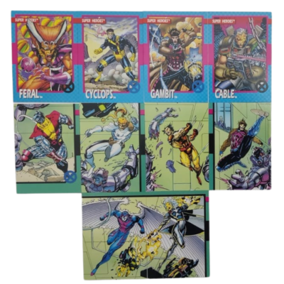 Vintage Marvel Super Heroes Card Collection 1992 (10 Cards) Wolverine, Shatterstar, Gambit, Archangel & Colossus etc.