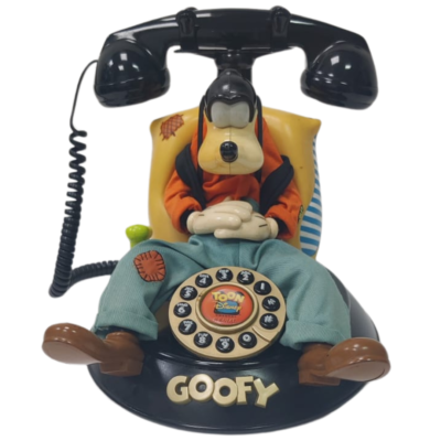 Vintage Telemania Disney Sleeping Goofy Animated Talking Corded Telephone