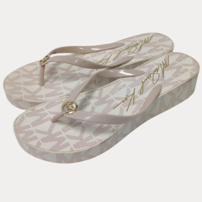 Women's Michael Kors Logo Platform Thong Flip Flops Light Pink- Size 10M