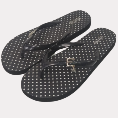 Women's Michael Kors Polka Dot Black Flip Flops- Size 8