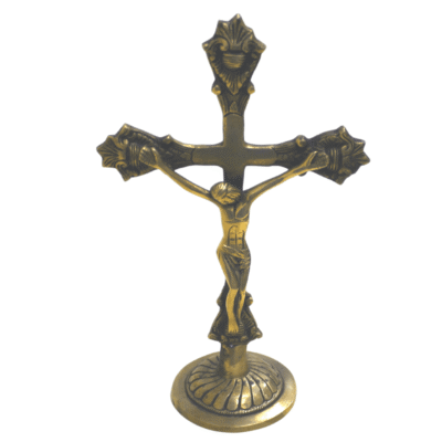 WIGANO 11" inch Antique Brass Jesus Christ Cross Crucifix Catholic Crucifix for Home, Church and Chapel Decoration