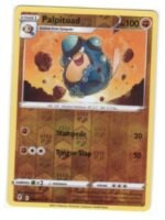 Palpitoad card from the Pokémon Trading Card Game.It is specifically from the Evolving Skies set (number 089/203). Reverse Holo version,