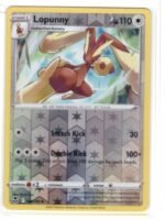 Lopunny card from the Silver Tempest expansion set.It is identified by the number 145/195.T Reverse Holo foil card.