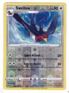 Swellow card from the Pokémon Sword & Shield—Vivid Voltage expansion.