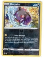 Morpeko card from the Pokémon TCG: Silver Tempest expansion, specifically number 116/195.Reverse holo card
