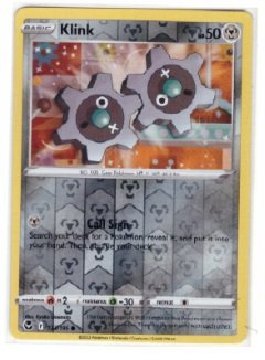 Klink card from the Silver Tempest expansion.It is numbered 123/195 and features a reverse holofoil pattern.