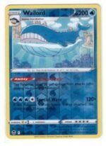 Wailord 038/195 card from the Silver Tempest set.It is a Reverse Holo version