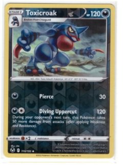 Toxicroak Pokémon card from the Sword & Shield - .It is numbered 110/195.Reverse holo variation