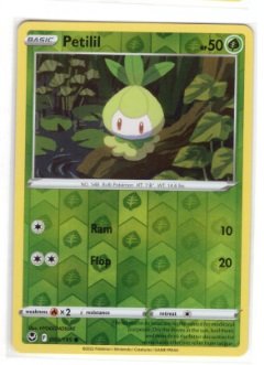 Petilil 009/195 card from the Silver Tempest expansion set.Reverse holo variation