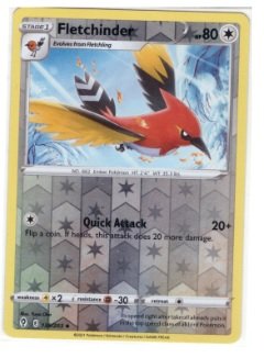Fletchinder card from the Pokémon Trading Card Game's Evolving Skies expansion. card number 139/203 and features a reverse holofoil pattern.