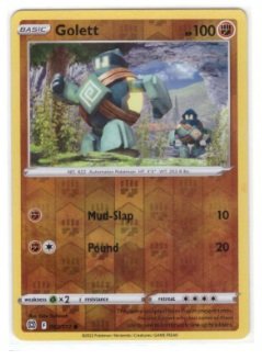 Golett card (082/172) from the Pokémon TCG: Brilliant Stars expansion.It is a reverse holofoil version