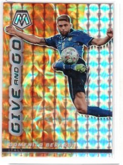 2021-22 Panini Mosaic Road to World Cup Soccer card featuring Domenico Berardi from the Give and Go insert set.