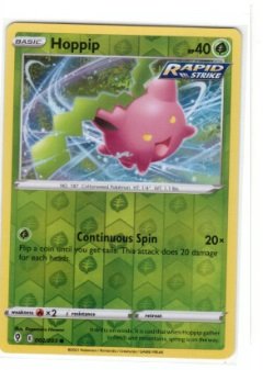 Hoppip card from the Pokémon Trading Card Game.It is part of the Sword & Shield—Evolving Reverse Holo version Skies expansion set.