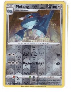 Metang card from the Vivid Voltage expansion set.It is numbered 117/185 and is a Reverse Holo variant.
