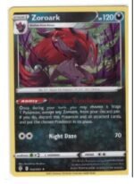 Zoroark card from the Evolving Skies expansion set, numbered 103/203.It is a Holo Rare type card