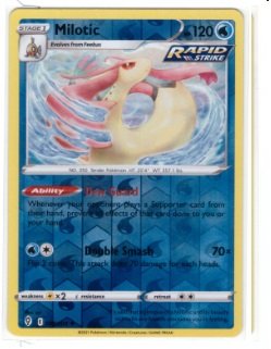Milotic card from the Pokémon TCG Evolving Skies expansion (038/203).This specific version is a Reverse Holo Rare.