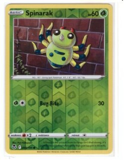 Spinarak Reverse Holofoil card (003/195) from the Pokémon TCG Sword & Shield: Silver Tempest expansion set released in 2022.Reverse Holofoil version