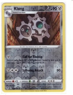 Klang card from the Pokémon Trading Card Game, specifically card number 126/189 from the Darkness Ablaze set.The card features a Reverse Holo foil pattern,