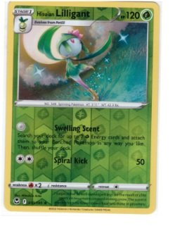 Hisuian Lilligant card from the Pokémon Silver Tempest expansion set.It is numbered 010/195 Reverse Holo version,