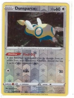Dunsparce card from the Pokémon Sword & Shield—Darkness Ablaze set, specifically card number 137/189.