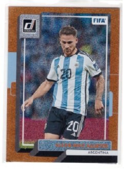 2022-23 Panini Donruss Soccer card featuring Alexis Mac Allister of the Argentina national football team.