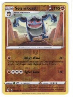 Seismitoad 090/203 card from the Pokémon TCG: Evolving Skies expansion.It is a Reverse Holofoil version
