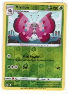 Vivillon (013/163) card from the Sword & Shield: Battle Styles expansion.It is a Rare Reverse Holofoil version