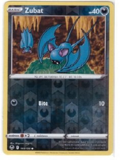 Zubat Pokémon card from the Silver Tempest expansion set (card number 103/195).It is a Reverse Holofoil version,