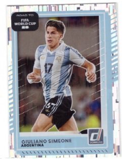 2024 Panini Donruss Road to FIFA World Cup soccer card featuring Argentine footballer Giuliano Simeone.