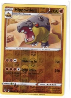 Hippowdon card from the Pokémon TCG: Sword & Shield—Evolving Skies expansion.It is numbered 085/203  Reverse Holo parallel set version.
