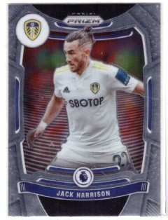 2021-22 Panini Prizm Premier League trading card featuring Jack Harrison of Leeds United.