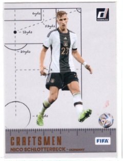 2022-23 Panini Donruss Soccer "Craftsmen" insert card featuring German defender Nico Schlotterbeck.