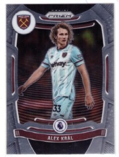 2021-22 Panini Prizm Premier League soccer card featuring West Ham United player Alex Král.