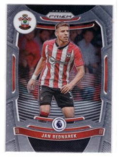2021-22 Panini Prizm Premier League trading card featuring soccer player Jan Bednarek.