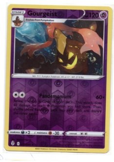 Gourgeist card from the Pokémon Trading Card Game.Card number 077/203.Reverse Holo version