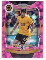 2021-22 Panini Prizm Premier League Raúl Jiménez card, featuring the vibrant pink ice parallel.