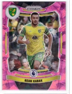 2021-22 Panini Prizm Premier League Ozan Kabak #170 soccer card, featuring him in his Norwich City kit.