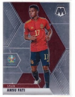 2021 Panini Mosaic UEFA Euro 2020 Ansu Fati card #166, featuring a holographic mosaic pattern.