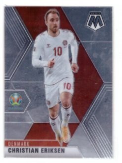 2020-21 Panini Mosaic UEFA Euro Soccer card featuring Danish midfielder Christian Eriksen.