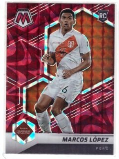 2021-22 Panini Mosaic Road to Qatar soccer card featuring Marcos López.