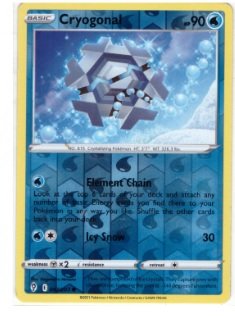Cryogonal Pokémon card from the Evolving Skies set (numbered 043/203).It is a Reverse Holo