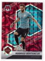 Rodrigo Bentancur trading card from the 2021-22 Panini Mosaic Road to the FIFA World Cup collection.