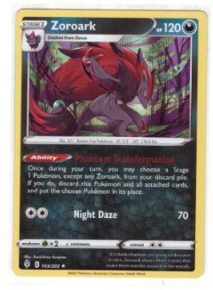 Zoroark (103/203) card from the Pokémon TCG: Sword & Shield—Evolving Skies expansion.It is a Holo Rare card